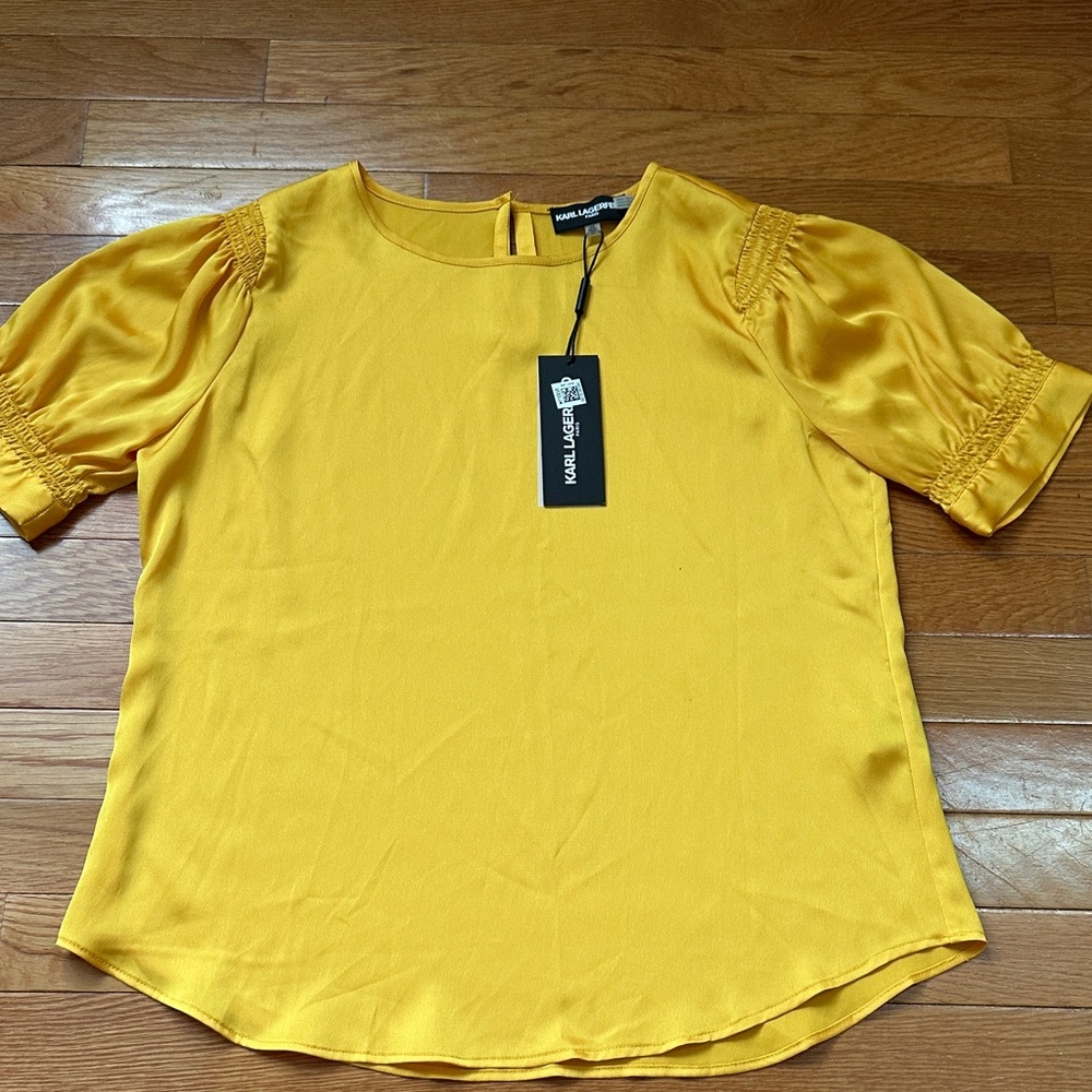 Karl Lagerfeld Vibrant Yellow Puff Sleeve Blouse
